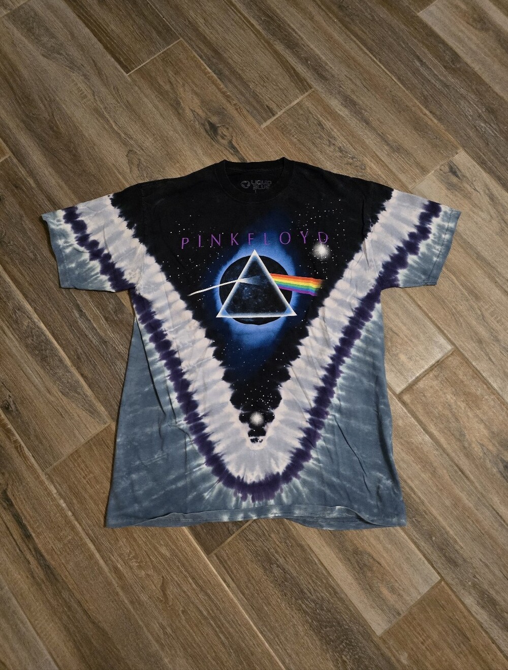 Y2K Pink Floyd Dark Side Of The Moon Liquid Blue Tie Dye T Shirt